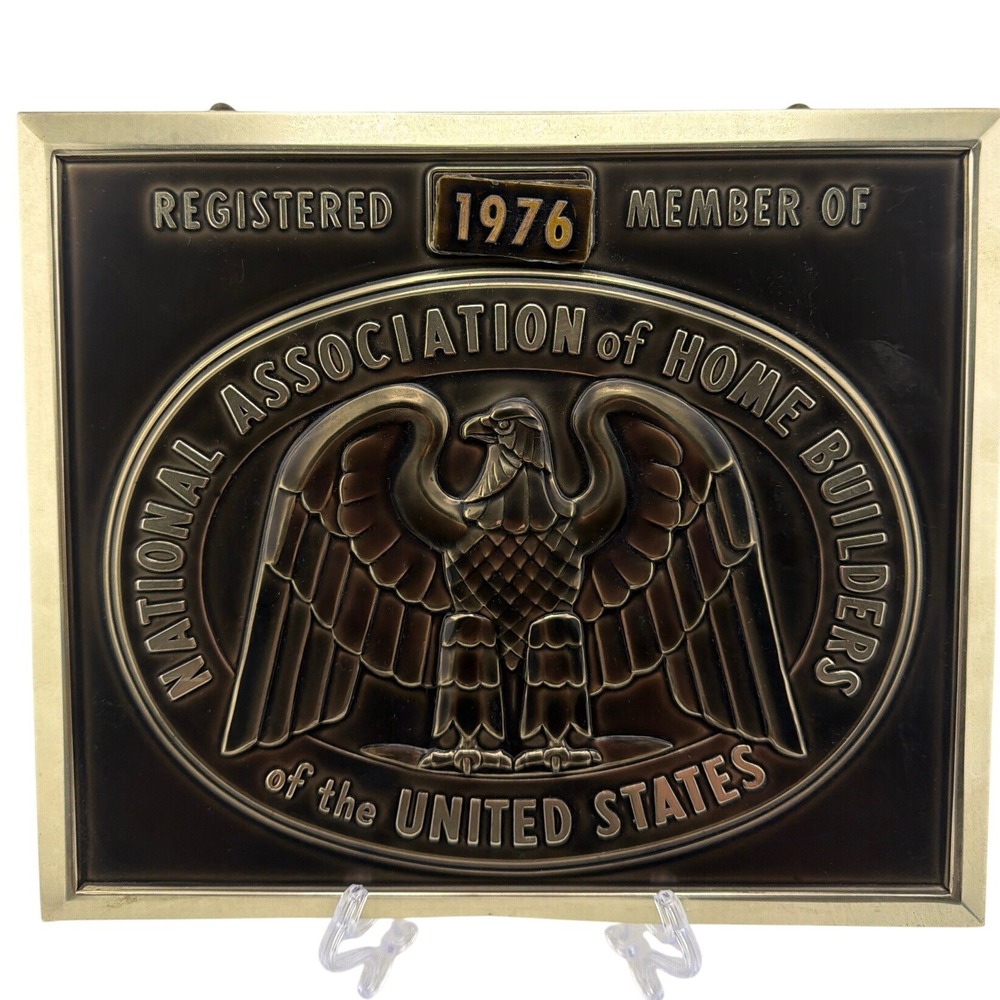 NAHB Plaque Vintage 1976 Bronze Eagle Member Sign 9x7 Good Construction Decor